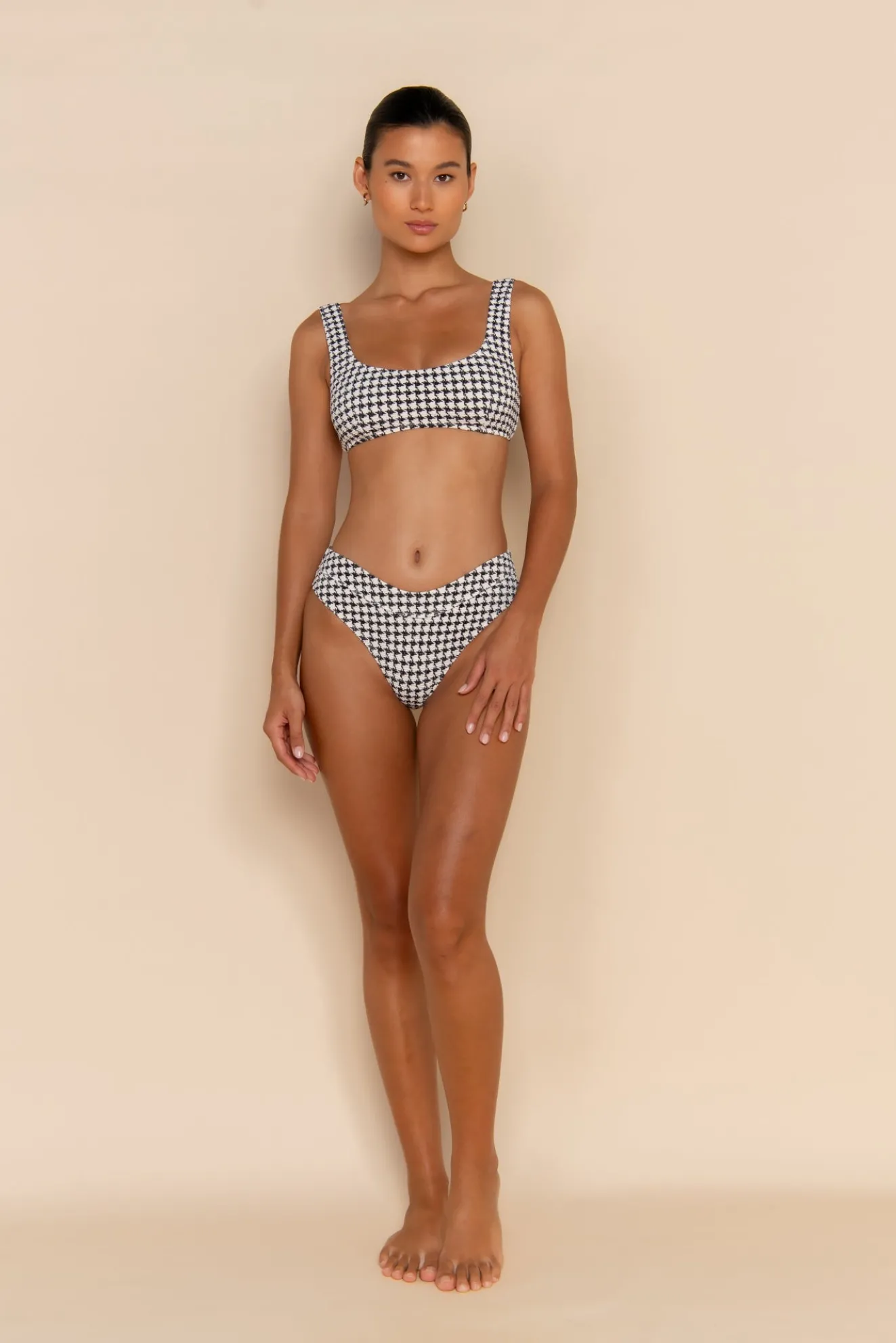 ESCAPE BRALETTE TOP - HOUNDSTOOTH