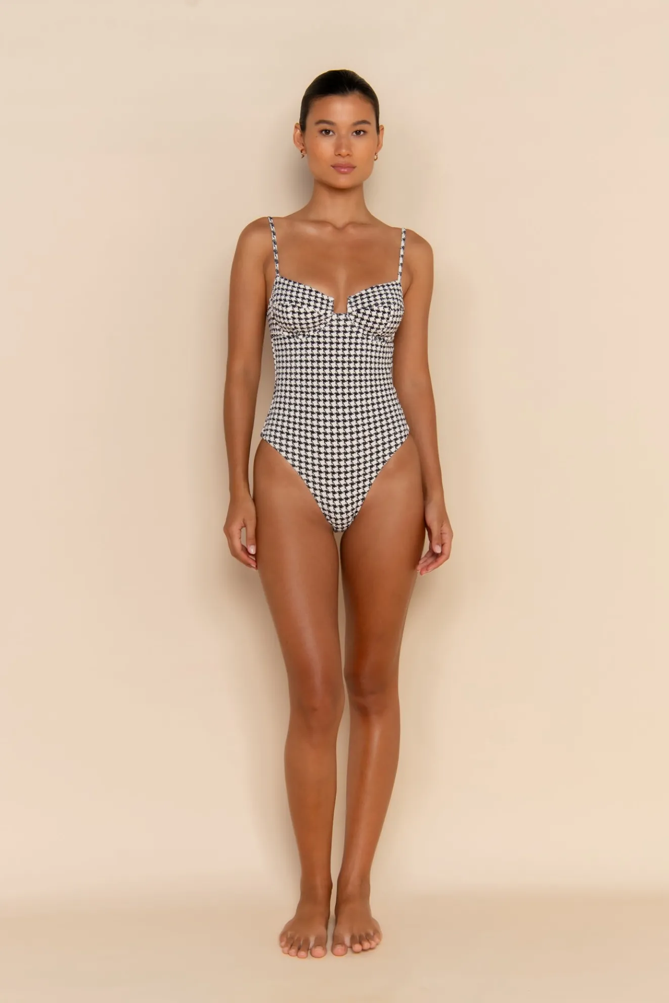 ESCAPE UNDERWIRE ONE PIECE - HOUNDSTOOTH