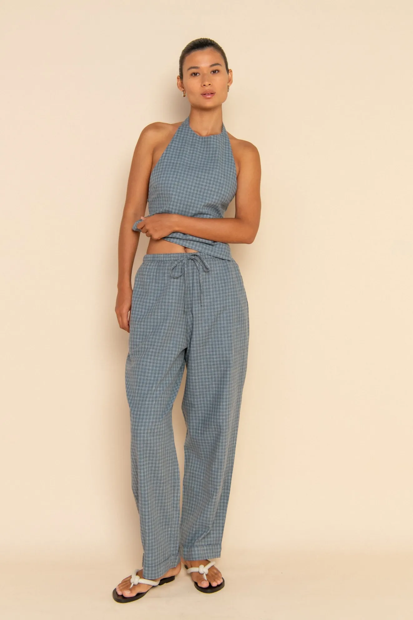 ISLA PANT - BLUE CHECK