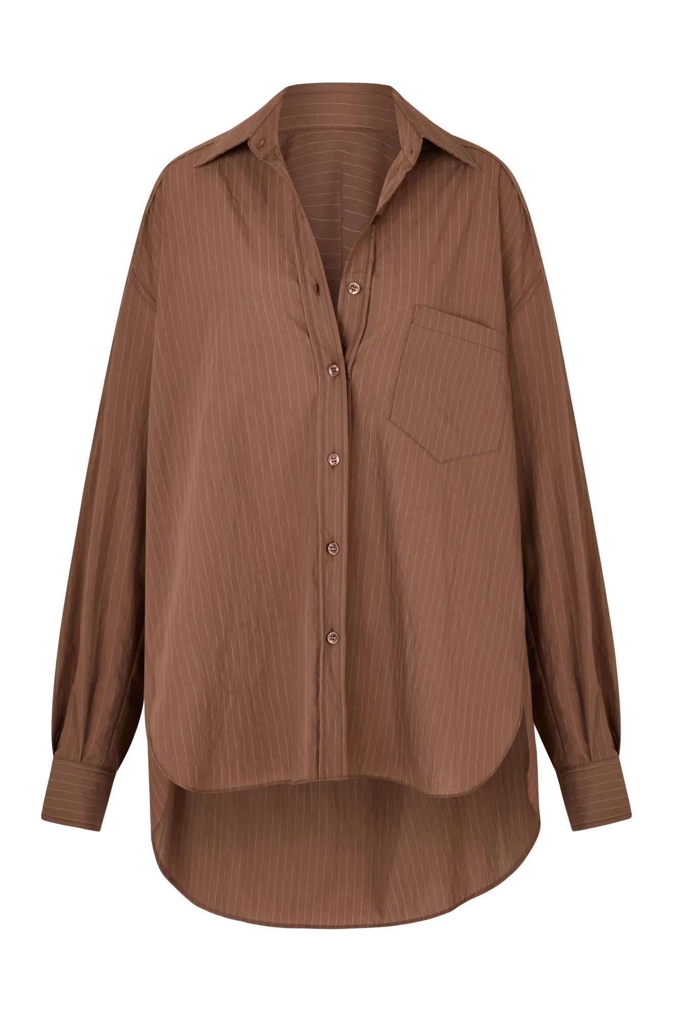 REMI SHIRT - MOCHA PINSTRIPE